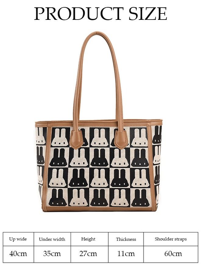 DUNISO Women's Shoulder Tote Bag Faux Leather Handbag For Women Large Capacity Bucket Bag Fashionable Travel Messenger Shoulder Bag For Ladies Girls College Students  - Image 3
