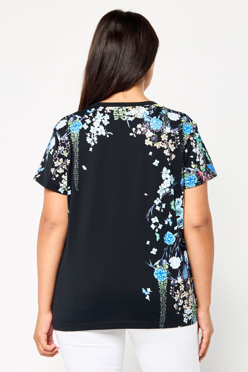 GIVENCHY Women Crew Neck Short Sleeve Brand Logo T-Shirt, Multicolor - Image 2