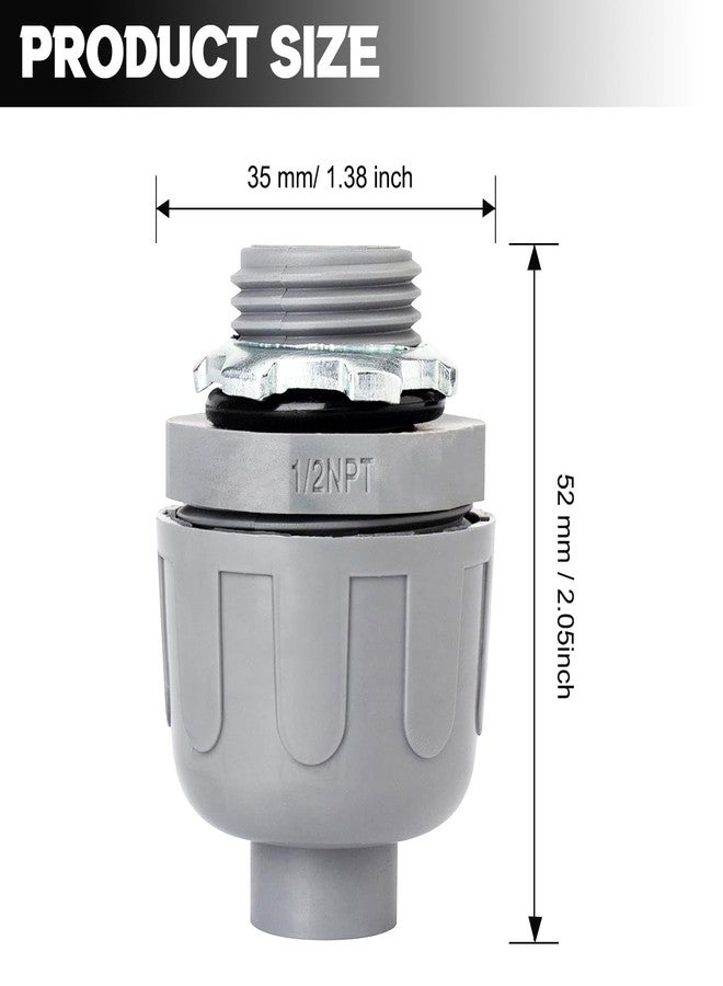 Wocloer (60 Pack) 1/2 inch Liquid Tight Connector PVC Flexible Conduit Connector,Straight 180 Degree UL Listed Liquid Tight Connector, Non-Metallic Electrical Conduit Fittings - Image 2