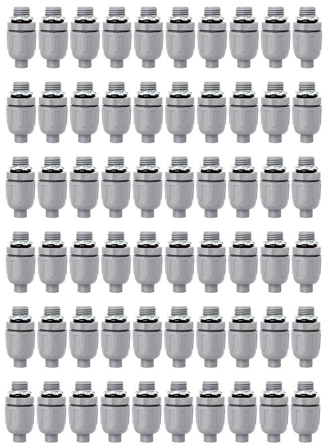 Wocloer (60 Pack) 1/2 inch Liquid Tight Connector PVC Flexible Conduit Connector,Straight 180 Degree UL Listed Liquid Tight Connector, Non-Metallic Electrical Conduit Fittings - Image 1