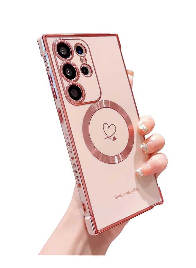 Excefore Mobile Phone Case Compatible With Magsafe Galaxy S23 Ultra Premium Plating Heart Design Case Shockproof Tpu Bumper Wireless Charging Compatible Slim And Stylish Cover - Image 1