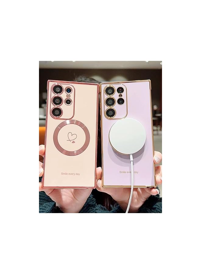 Excefore Mobile Phone Case Compatible With Magsafe Galaxy S23 Ultra Premium Plating Heart Design Case Shockproof Tpu Bumper Wireless Charging Compatible Slim And Stylish Cover - Image 4