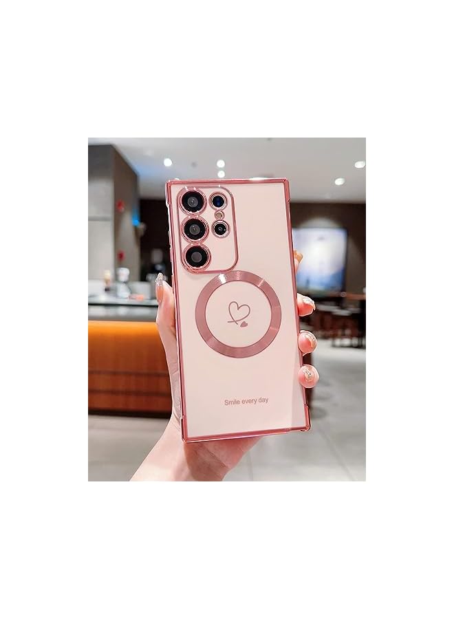 Excefore Mobile Phone Case Compatible With Magsafe Galaxy S23 Ultra Premium Plating Heart Design Case Shockproof Tpu Bumper Wireless Charging Compatible Slim And Stylish Cover - Image 5