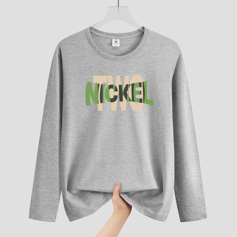 Korean Men's Autumn New Men's Long-sleeved T-shirt Trendy Casual Letter Printed Men's T-shirt Base Shirt - Image 4