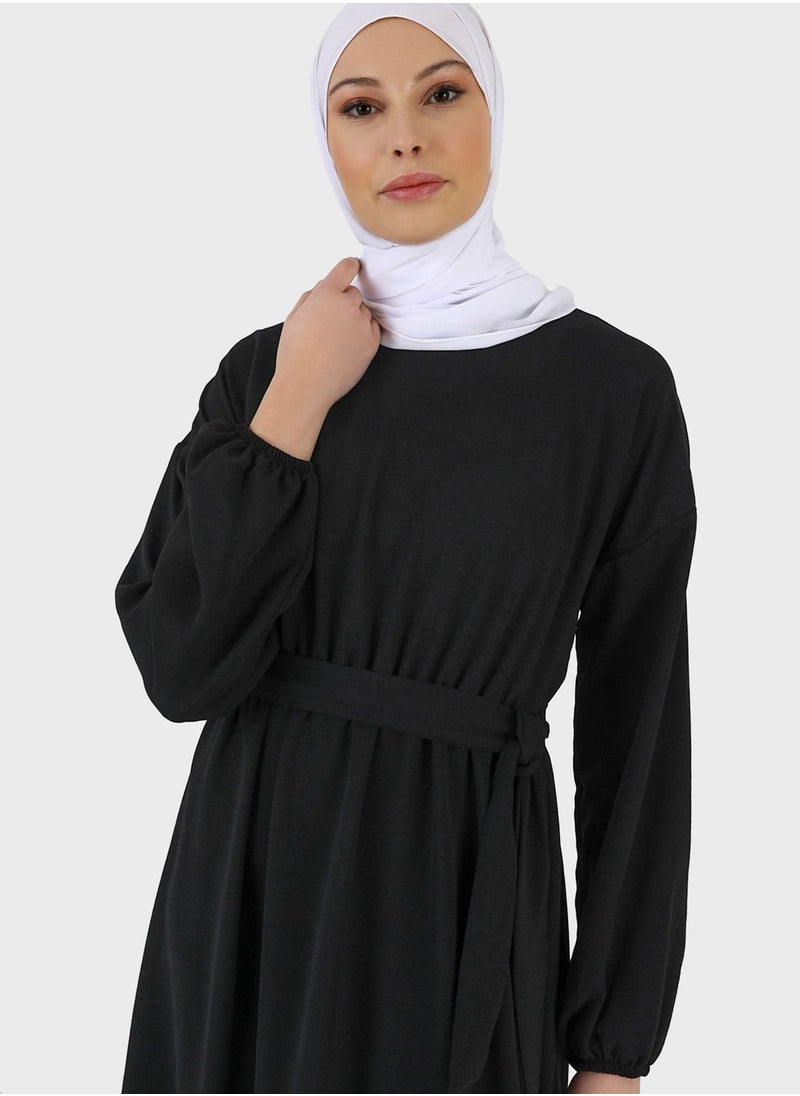 Refka by modanisa - Crew Neck Belted Dress - Image 1