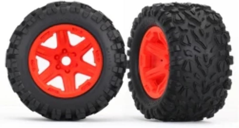 Traxxas 8672A 3.8" Wheels with Talon EXT Tires, Orange - Image 1