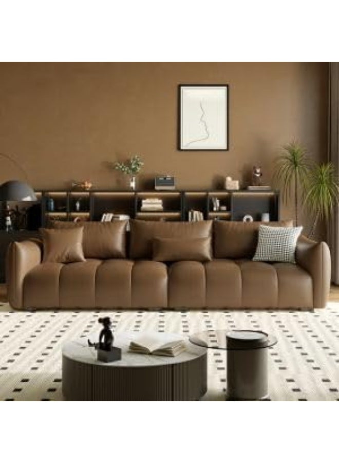 LUXURY LUXE Luxury Luxe Nest Modern Sofa | Italian Module Free Combination Floor Relax Sofa Couch Soft | Multi-Size Luxury Seating (Brown, 3 Seater: 201 cm (L) x 99 cm (W) x 79 cm (H))  - Image 1