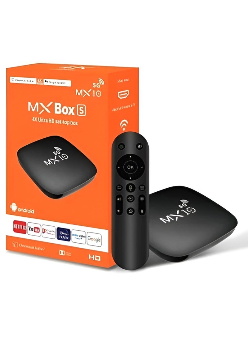 MX10 Box S 4K Ultra HD Android TV Box - 5G Dual WiFi Smart Media Player with Voice Remote - Image 1