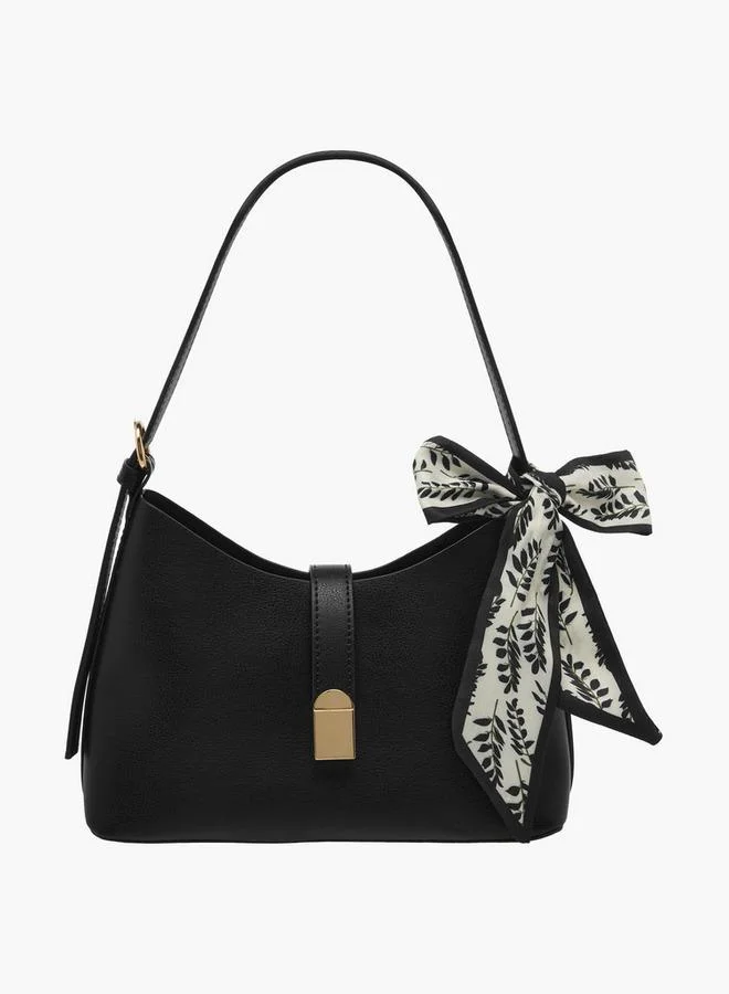 Splash FAV Floral Print Scarf Detail Shoulder Bag with Adjustable Handle