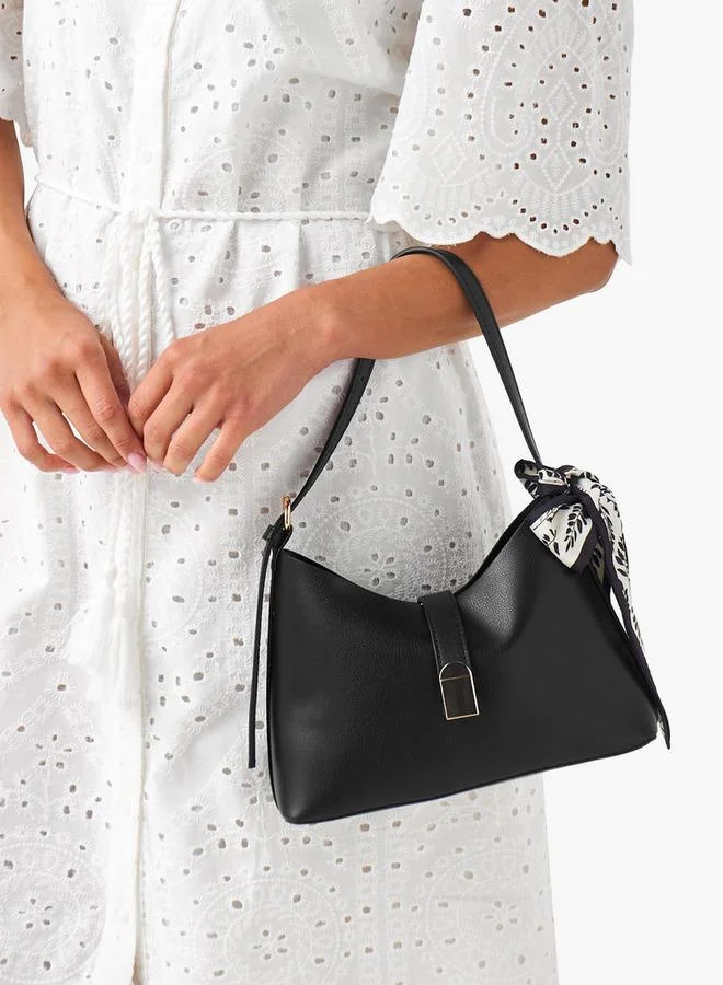 Splash FAV Floral Print Scarf Detail Shoulder Bag with Adjustable Handle