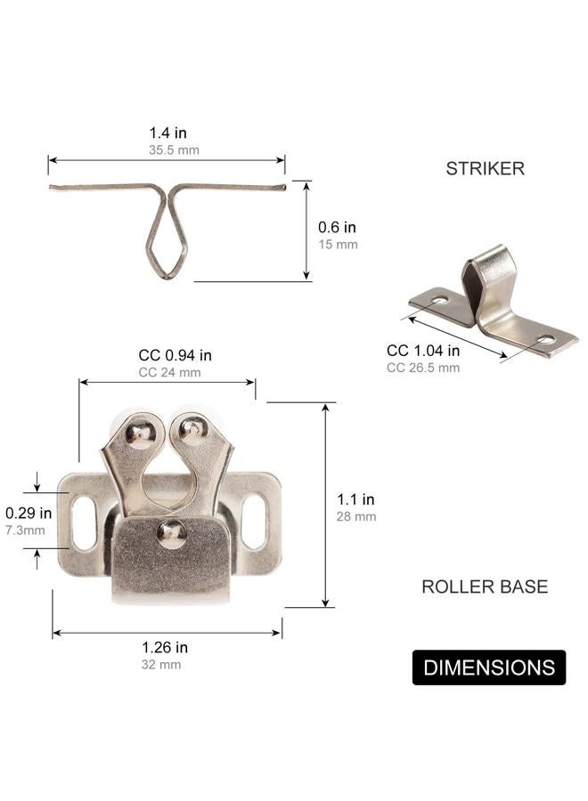 Keenkee 2 PCS Cabinet Latch Double Roller Catch Hardware for Cupboard Closet Cabinet Door Latches and Catches, Nickel - Image 3
