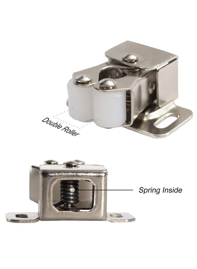 Keenkee 2 PCS Cabinet Latch Double Roller Catch Hardware for Cupboard Closet Cabinet Door Latches and Catches, Nickel - Image 4