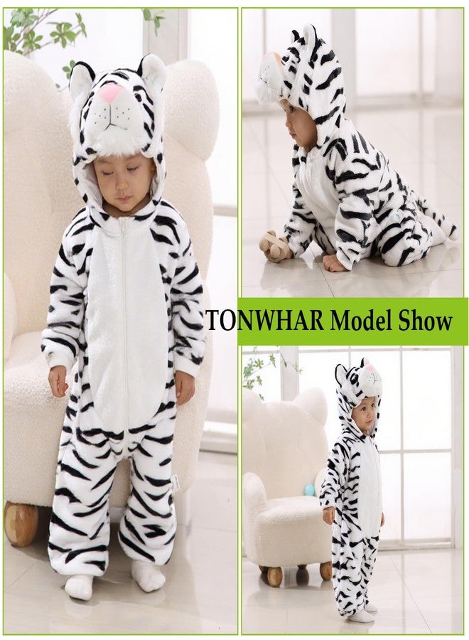 TONWHAR Infants Toddlers Halloween Cosplay Clothes Kids' Tiger Costume Outfit(4T,White Tiger) - Image 3