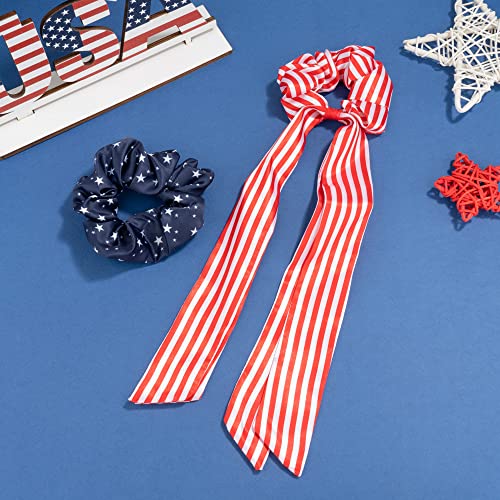 Madison Tyler Americana Collection | 2 Pcs Patriotic USA Star and Striped Elastic Scrunchies for Hair Ties | Hair Accessories Set - Image 4