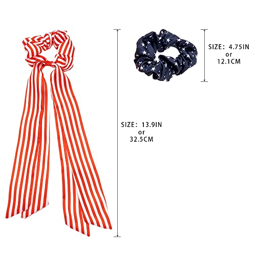 Madison Tyler Americana Collection | 2 Pcs Patriotic USA Star and Striped Elastic Scrunchies for Hair Ties | Hair Accessories Set - Image 5