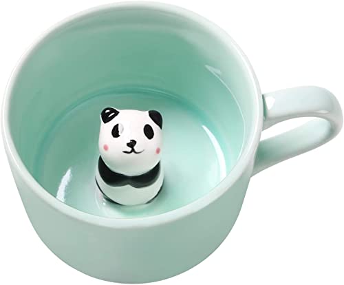 Jeuhoue Panda Ceramic Cup Hidden 3D Animal Inside Mug,8 oz, Lovely Mug for Christmas, Birthday, Valentine's Day Gifts, Surprise Gifts for Friends and Families (Panda 8oz) - Image 1