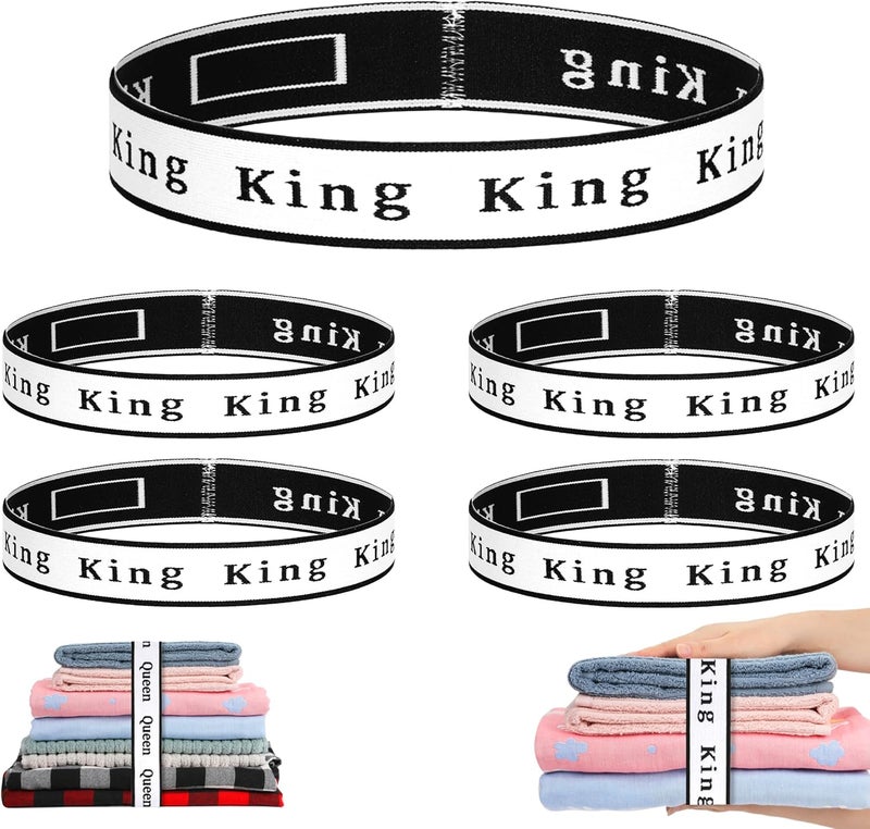 wuher 4Pcs Bed Sheet Organizer Bands Sheets Labels for Elastic Bedding Linen Closet Storage Foldable Sheet Set Organizer Sheet Keeper Band(King) - Image 1