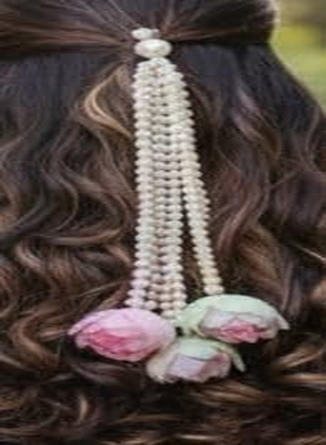 DORMITORRY Bridal Pearl & Pastel Tassel Hair Accessory for Wedding, Sangeet, Mehendi, Long Jhoomar for Women & Girls, Elegant Indian Hairstyle Jewelry, 1 Pcs. - Image 3