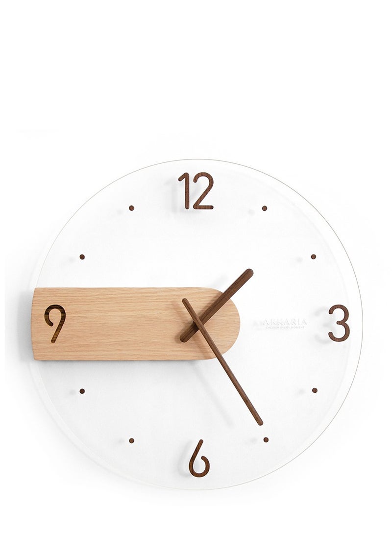 Y&D ساعة حائط زجاجية، دائرية صامتة غير نقرة تعمل بالبطارية، 14 بوصة، ساعة حائط حديثة وبسيطة، مناسبة لغرفة المعيشة والمطبخ وغرفة النوم والمكتب - Image 1