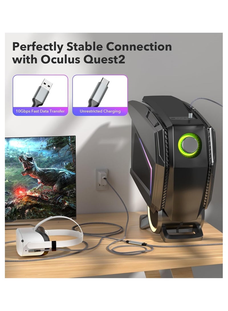erorex Link Cable 16 FT for Meta Oculus Quest 3, Quest 2/Pro Accessories, 3 in-1 Charging While Playing All Day, with USB C Sufficient Power for VR Headset (16FT Charging While Play) - Image 2