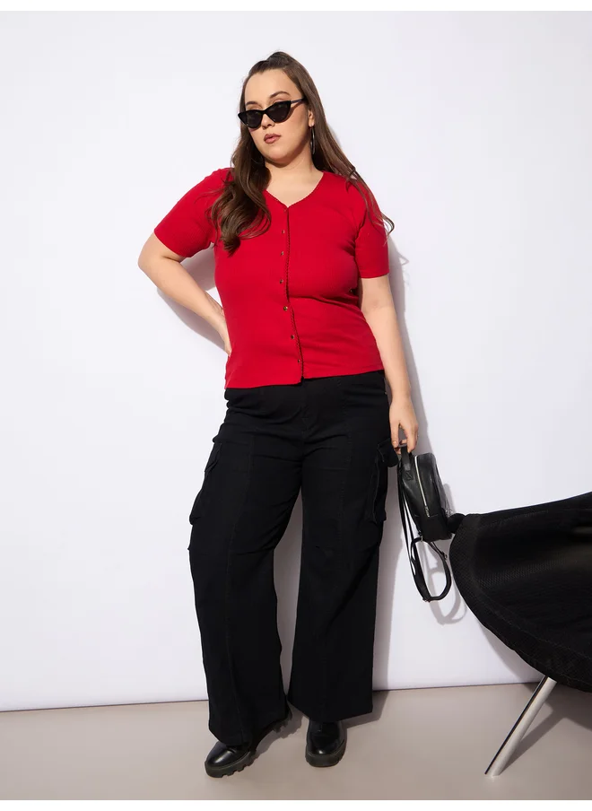 ساسافراس Sassafras Plus Size Straight Fit Jeans with Side Pockets Details