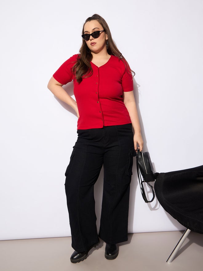 SASSAFRAS Sassafras Plus Size Straight Fit Jeans with Side Pockets Details  - Image 2