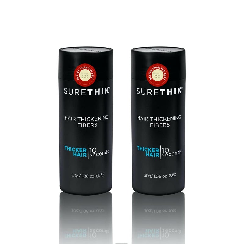 SureThik Hair Thickening Fibers 30g Natural High Performance Hair Loss Concealer Does Not Run When Wet Pack of 2 Black - Image 1