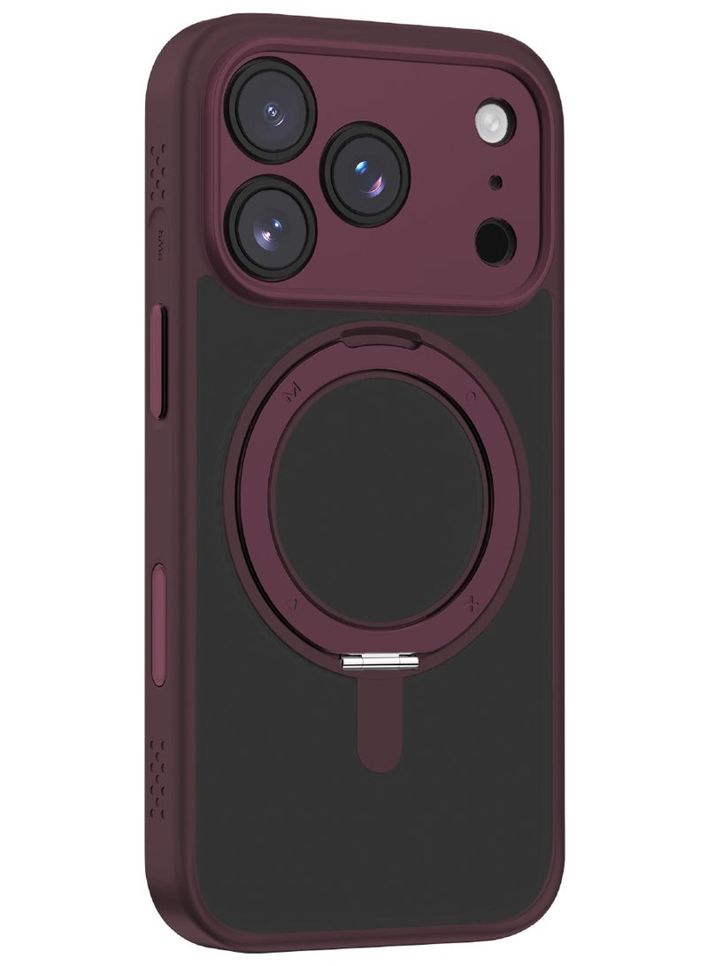 Momax غطاء MOMAX CaseForm Roller Magnetic لجهاز iPhone 17 PRO (2025) [غطاء التحكم بالكاميرا] مع قاعدة قابلة للدوران 360 درجة - مارون - Image 1