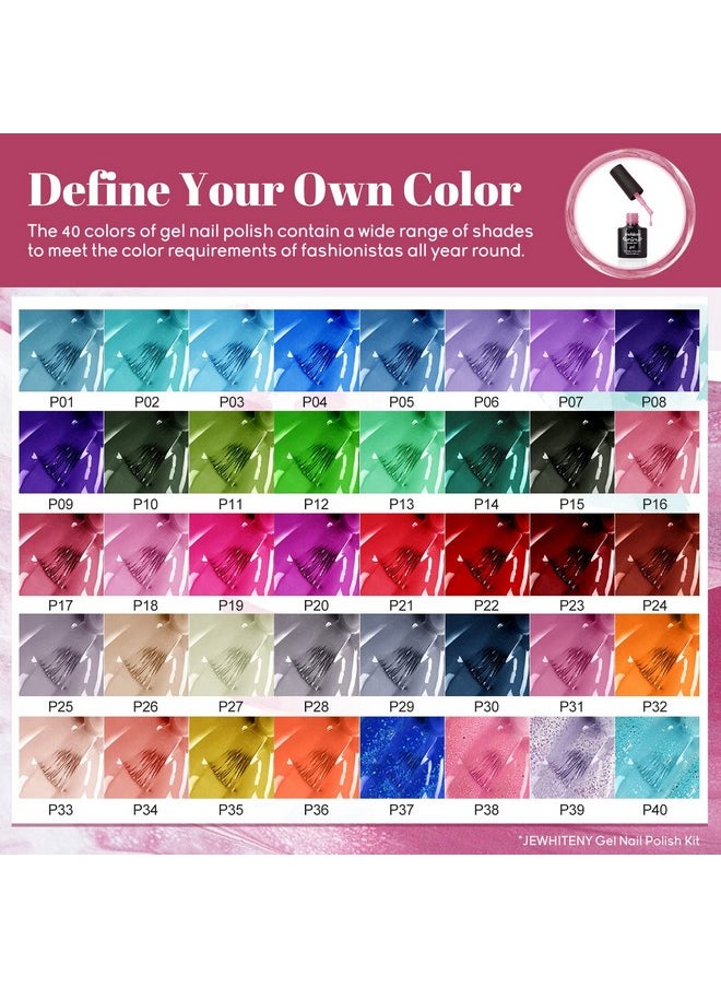 JEWHITENY - 43Pcs Gel Nail Polish Kit With U V Light 120W Led Nail Lamp 40 Colors Gel Nail Polish Set Manicure Tools Allinone Nail Gel Kit - Image 1