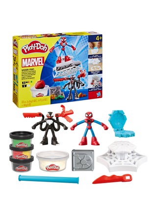Marvel Spider-Man Launch & Slice Battle Playset with 2 Bendy Action Figures and 7 Accessories, Imagination Toys for Boys & Girls 4 Years & Up