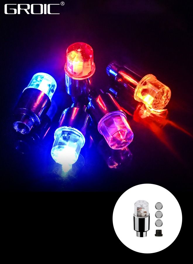 GROIC Car Wheel Light, Colorful LED Tire Valve Stem Neon Light Bulb Waterproof Tire Light Valve Light Spoke Flash for Cars, Motorcycles, Bicycles and Other Valve Cover Accessories (6 Pieces) - Image 1