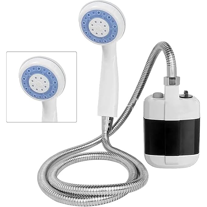 Portable Outdoor Shower Electric Water Saving Shower Powered Shower Pump for Hiking Backpacking Camping Travel Beach Pets Watering F Shower Head with Handheld Sprayer Stainless Steel - Image 4