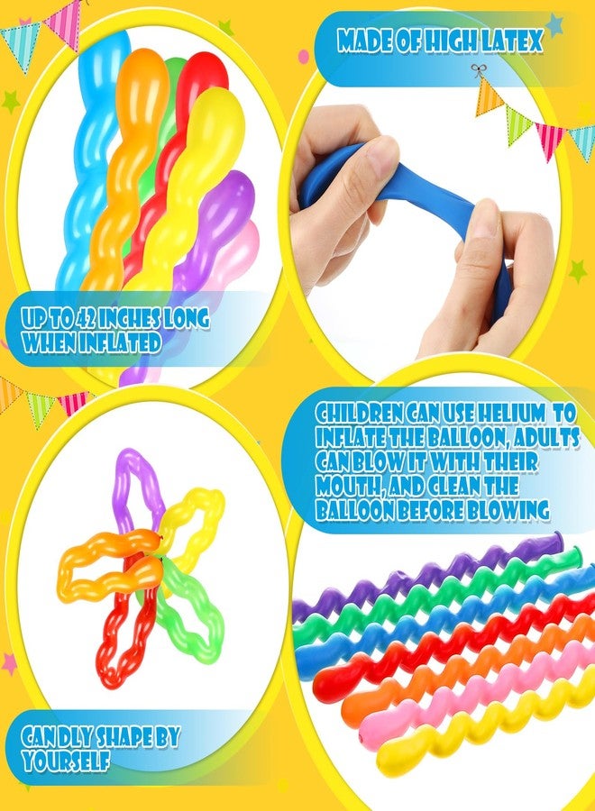Sratte 1000 Pcs 40 Inches Latex Spiral Balloons Assorted Colors Twisted Long Balloons Colorful Party Balloons for Boys Girls Playing Birthday Party Decorations Supplies, 7 Colors - Image 4