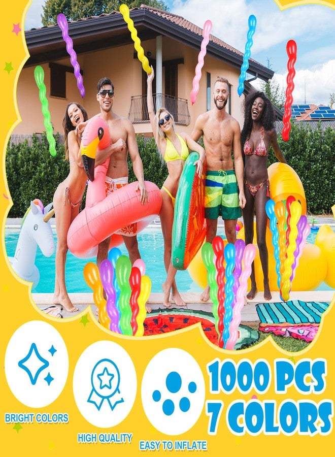 Sratte 1000 Pcs 40 Inches Latex Spiral Balloons Assorted Colors Twisted Long Balloons Colorful Party Balloons for Boys Girls Playing Birthday Party Decorations Supplies, 7 Colors - Image 3