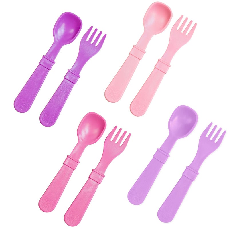 Re-Play Toddler Forks and Spoons Set - 4x4 Utensils Set for Kids - Dishwasher and Microwave Safe - Made in USA - Pack of 8-5.8" x 1.2" x 0.2" - Princess - Image 1