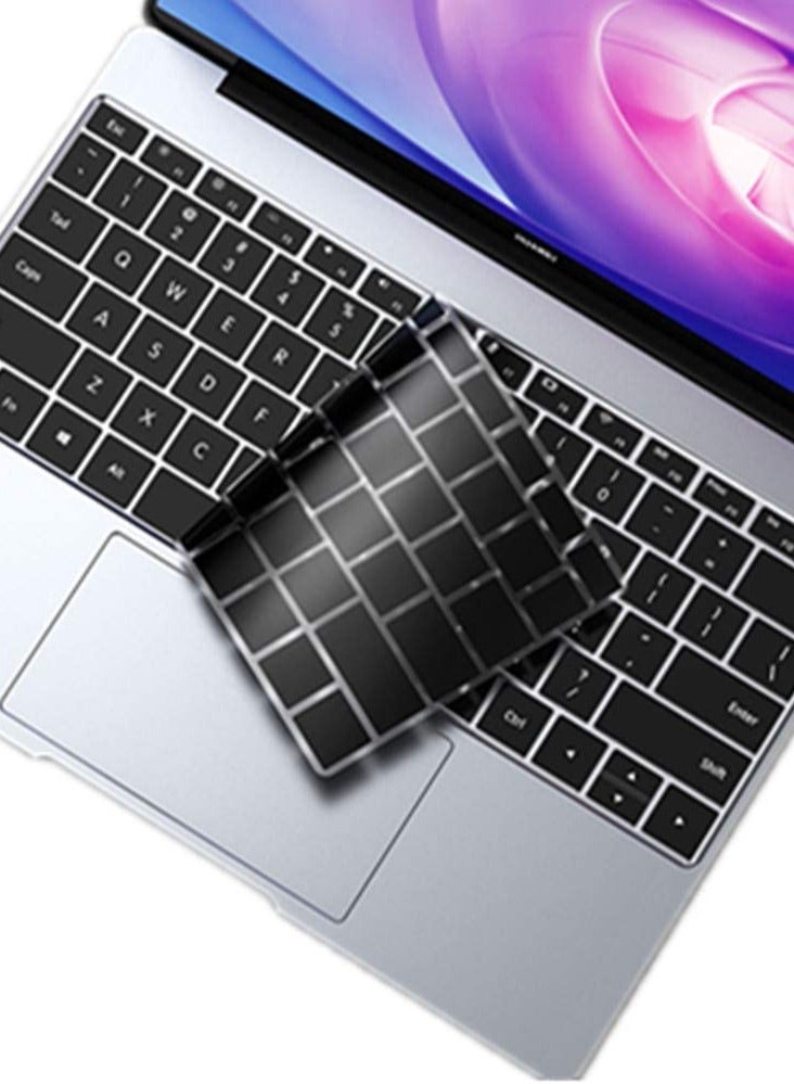 Silicone Keyboard Cover Protective Skin Compatible with Huawei Matebook X Pro 13.9/Huawei Matebook D14/D15/Honor Magicbook 14/15/16.1, Black - Image 1