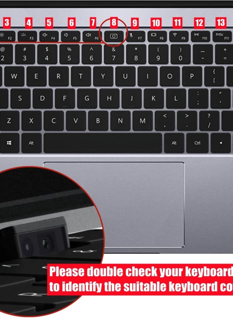 Silicone Keyboard Cover Protective Skin Compatible with Huawei Matebook X Pro 13.9/Huawei Matebook D14/D15/Honor Magicbook 14/15/16.1, Black - Image 5