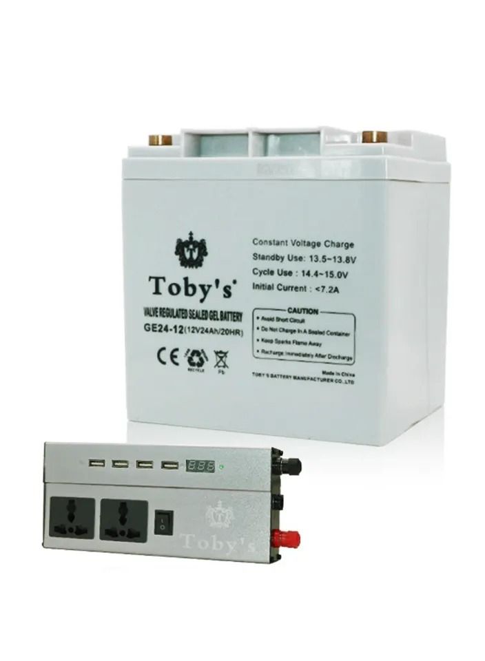 Toby's بطارية قابلة لإعادة الشحن بقوة 24 أمبير مع عاكس، سعة 24000 مللي أمبير، الأفضل للتخييم - Image 1