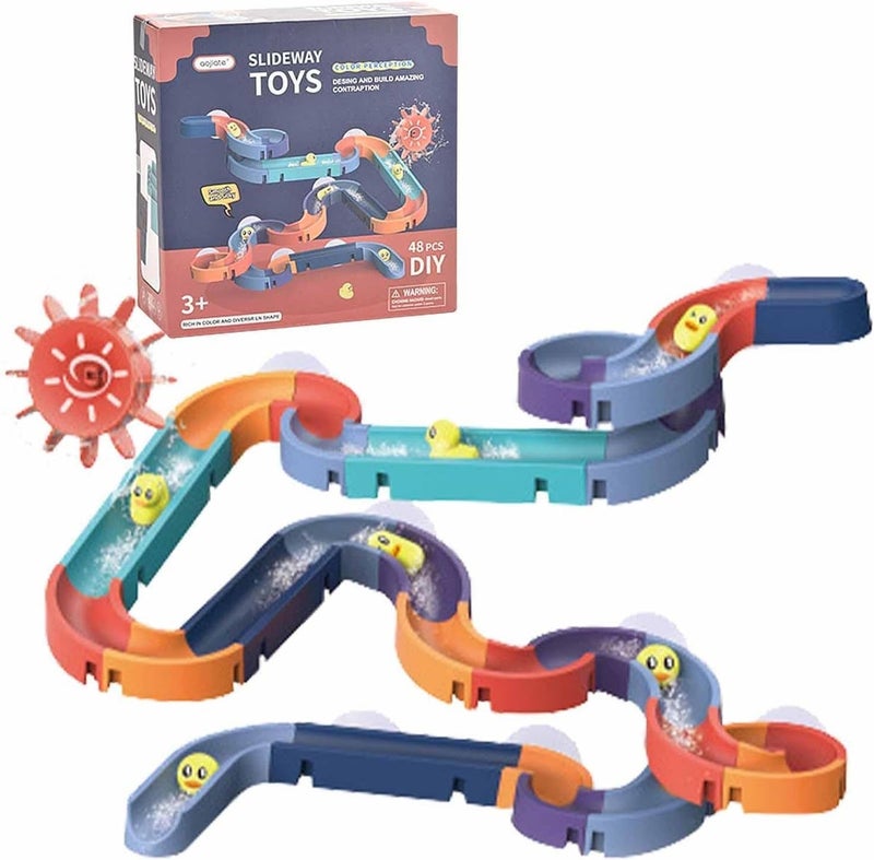 woobles Slide Shower Tracks Water Toys for Toddlers | Bath Toys Water Wall Bathtub Track Toy Set - Gifts for Boys Girls Ages 3+ - Image 1