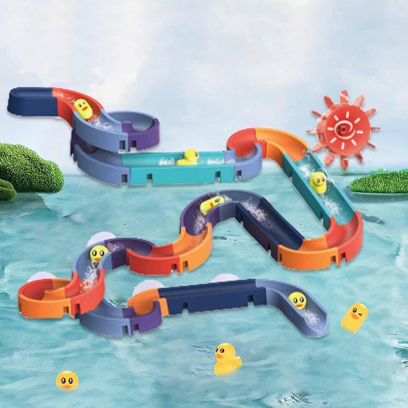 woobles Slide Shower Tracks Water Toys for Toddlers | Bath Toys Water Wall Bathtub Track Toy Set - Gifts for Boys Girls Ages 3+ - Image 3