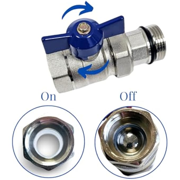 UNDERFLOOR HEATING 1'' MANIFOLD ISOLATION VALVE RED BLUE HANDLE (BLUE) - Image 3