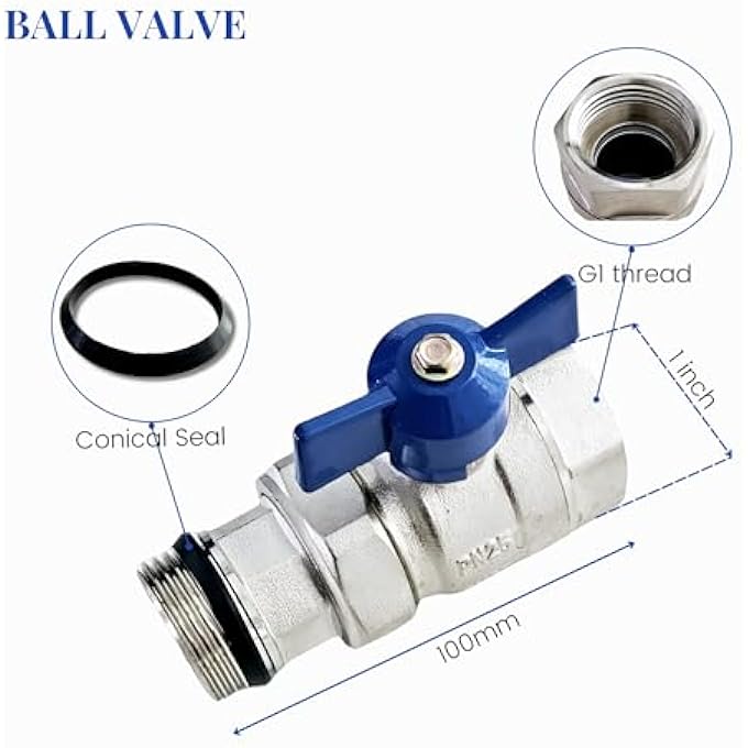 UNDERFLOOR HEATING 1'' MANIFOLD ISOLATION VALVE RED BLUE HANDLE (BLUE) - Image 2