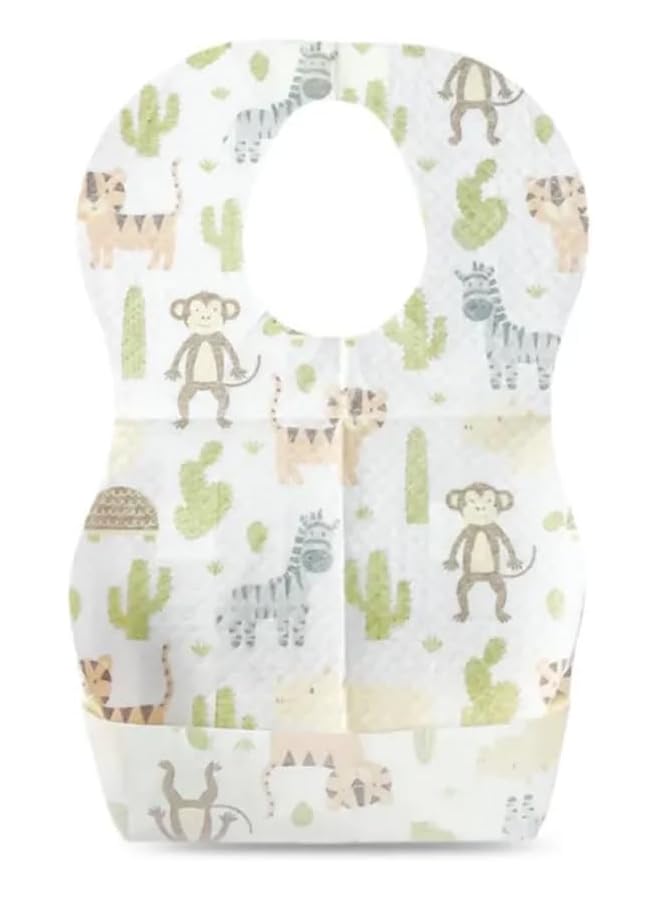 ستار بيبيز مريلة مطبوعة برسومات حيوانات للاستخدام مرة واحدة، عبوة من 150 قطعة - Image 3