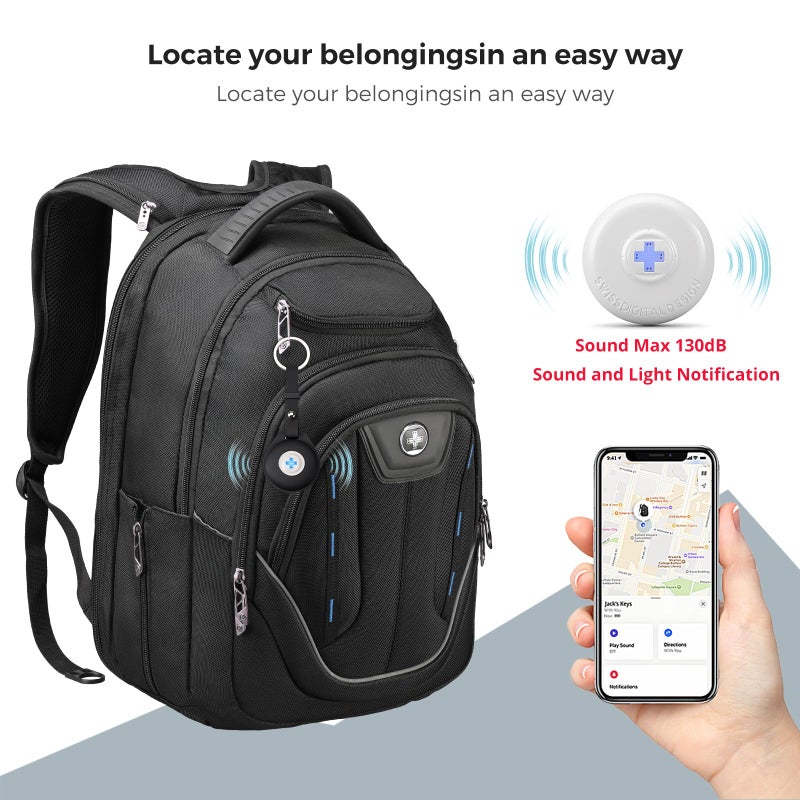 Swissdigital Design TSA Business Laptop Backpack For Men with Apple Find My,Travel Backpack With USB Charging Port,RFID Pockets Presents For Men Fits 15.6 Inch Computer | J16BT9508F-1 - Image 3