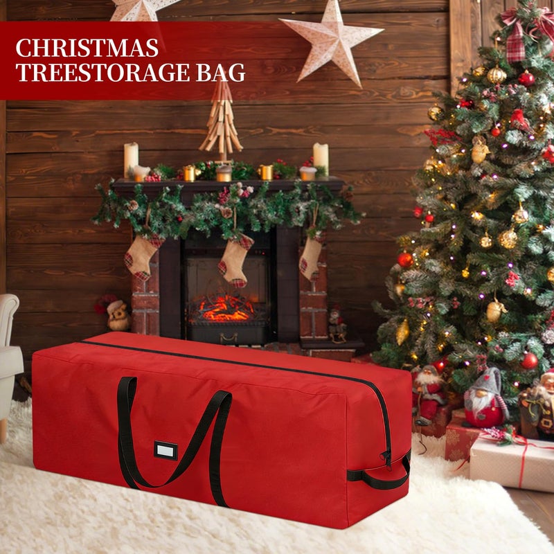HEPOVER Christmas Tree Storage Bag - Fits Up to 9 Ft Large Artificial Christmas Tree, Heavy Duty 600D Oxford Cloth Xmas Tree Container with Handles & Zipper - Red - Image 4
