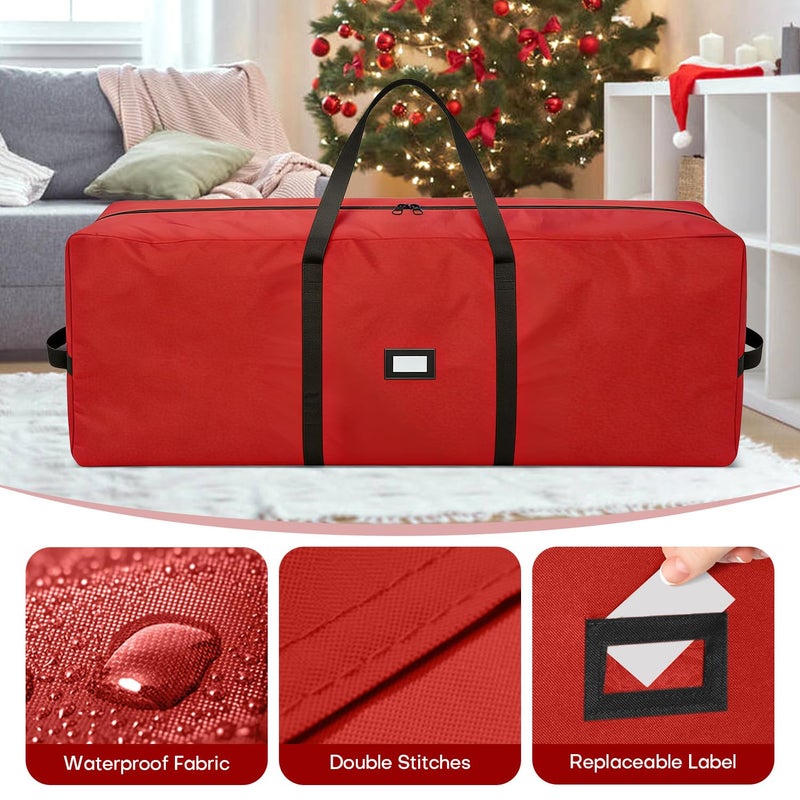 HEPOVER Christmas Tree Storage Bag - Fits Up to 9 Ft Large Artificial Christmas Tree, Heavy Duty 600D Oxford Cloth Xmas Tree Container with Handles & Zipper - Red - Image 3