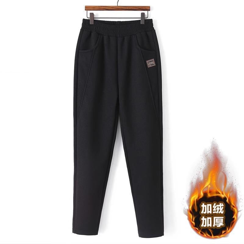 Mother'S Pants Children Middle-Aged And Elderly Winter Fleece-Lined Thickened Woolen Pants For Outer Wearing Middle-Aged Pants With Loose Waist - Image 1