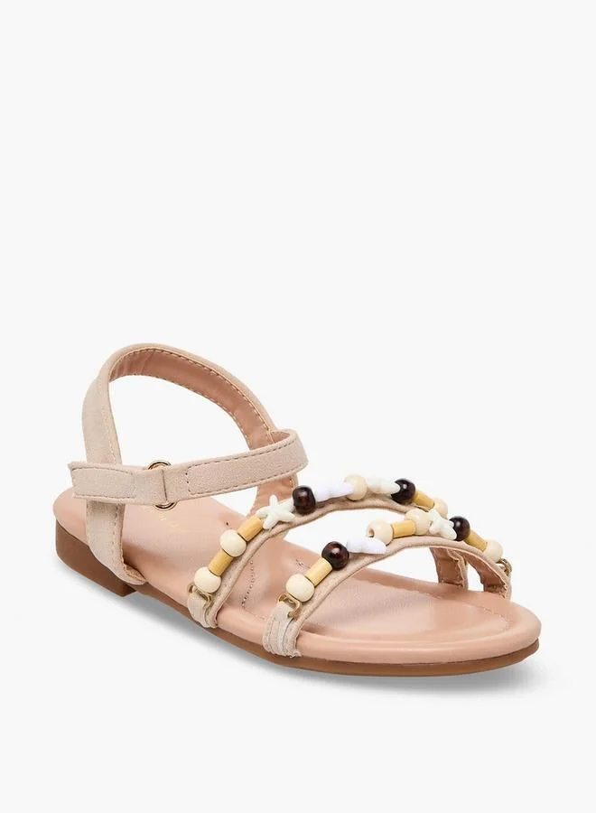فلورا بيلا من شو إكسبرس Girls Beaded Accent Hook & Loop Sandals