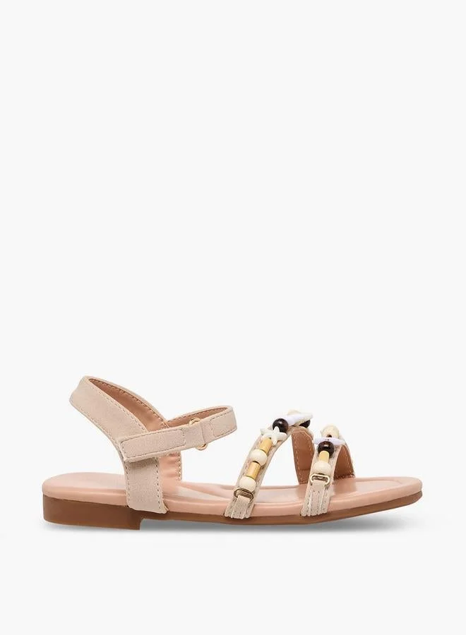 فلورا بيلا من شو إكسبرس Girls Beaded Accent Hook & Loop Sandals