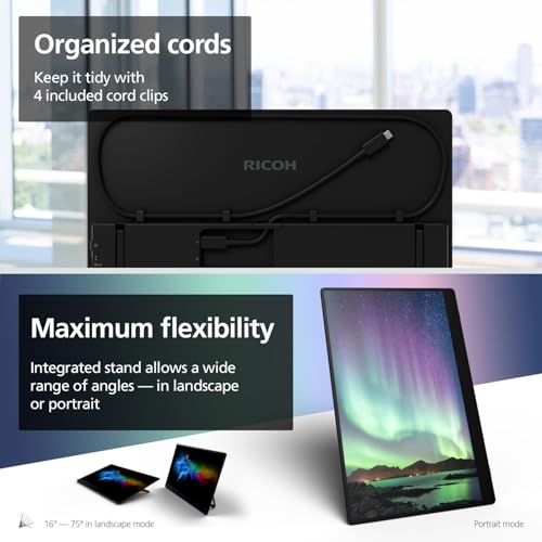 RICOH شاشة ريكو المحمولة – 15.6" شاشة OLED تعمل باللمس مع مكبرات صوت مزدوجة، خفيفة الوزن، لوحة زاهية 300 نت للابتوب، ماك، بي سي وسطح المكتب - Image 4
